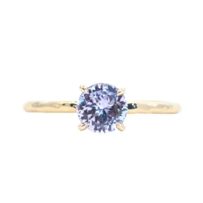 0.99ct Round Lilac Sapphire Evergreen Solitaire Ring in 14k Yellow Gold