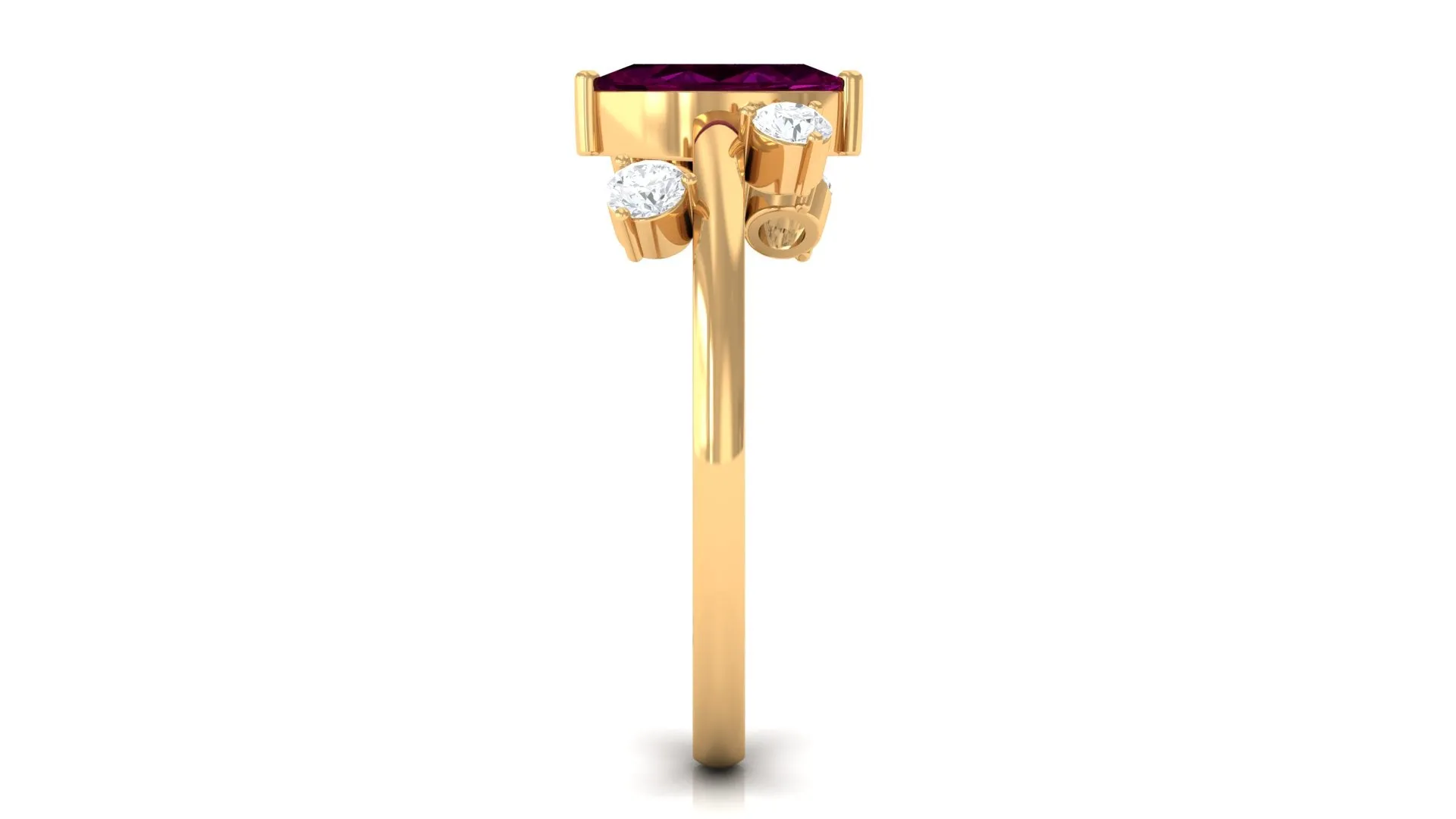 1 CT Marquise Cut Rhodolite Scatter Solitaire Ring with Diamond