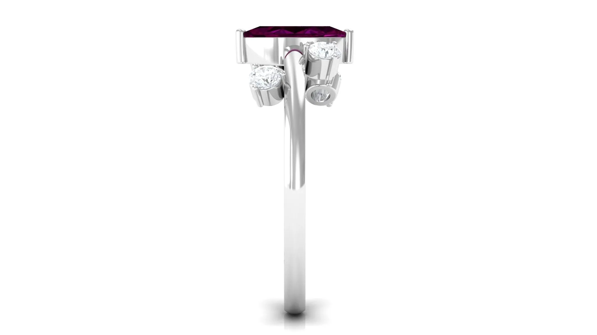 1 CT Marquise Cut Rhodolite Scatter Solitaire Ring with Diamond