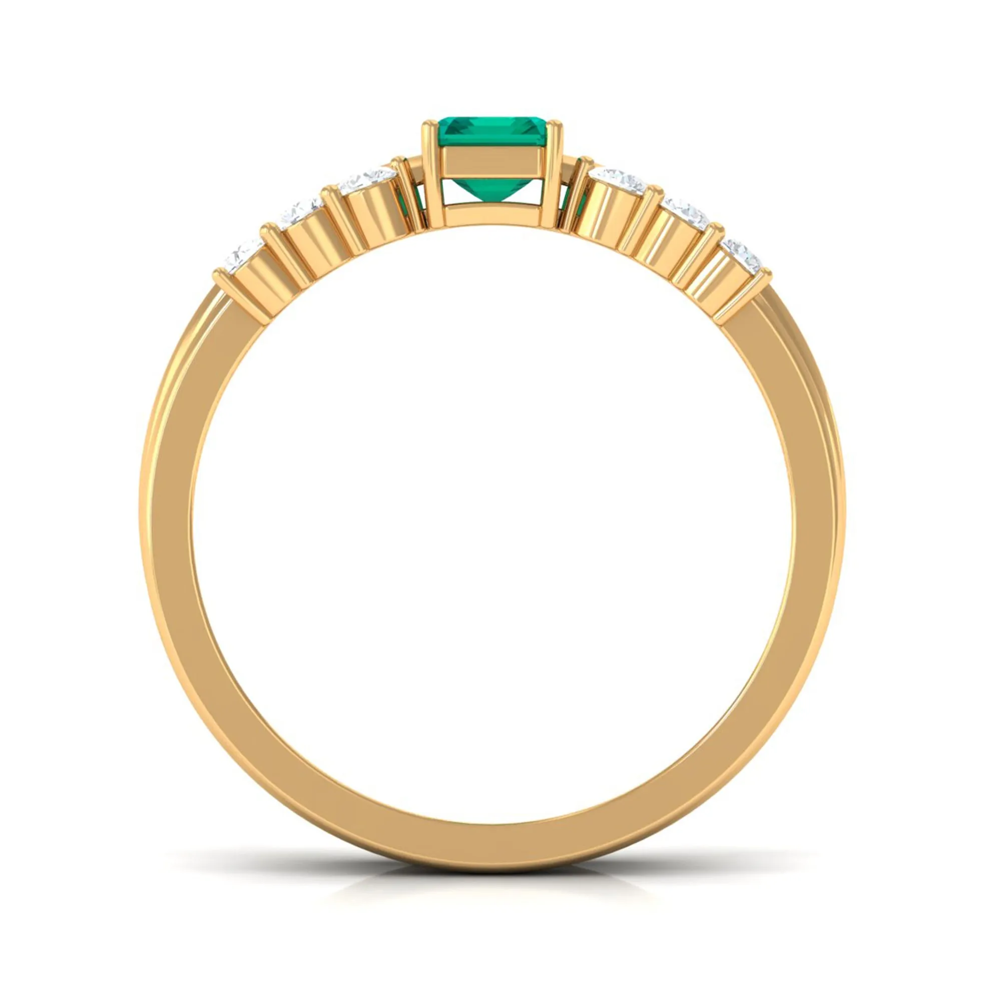 1 CT Octagon shape Emerald and Diamond Stackable Ring Set