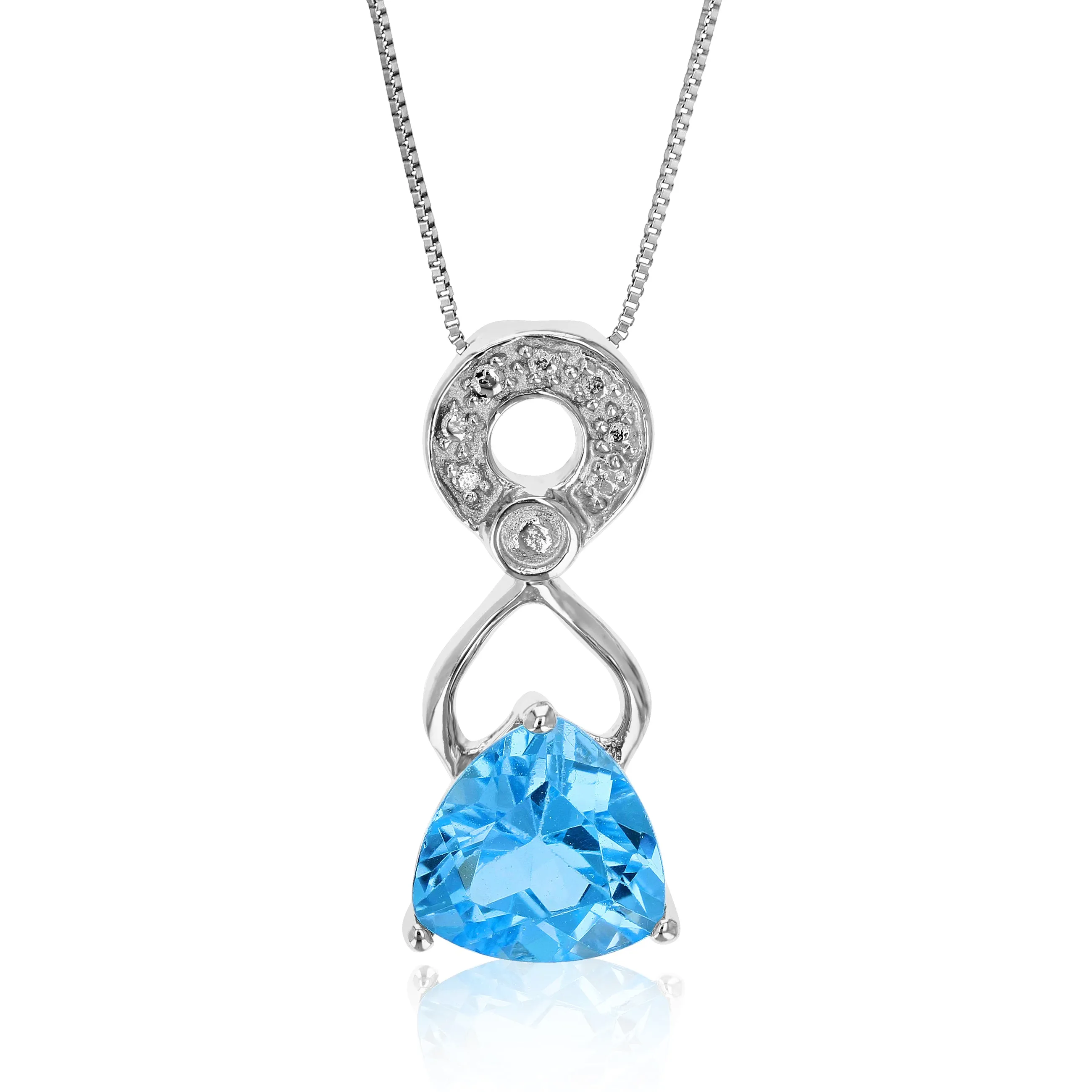 1 cttw Swiss Blue Topaz Pendant Necklace .925 Sterling Silver 7 MM Trillion