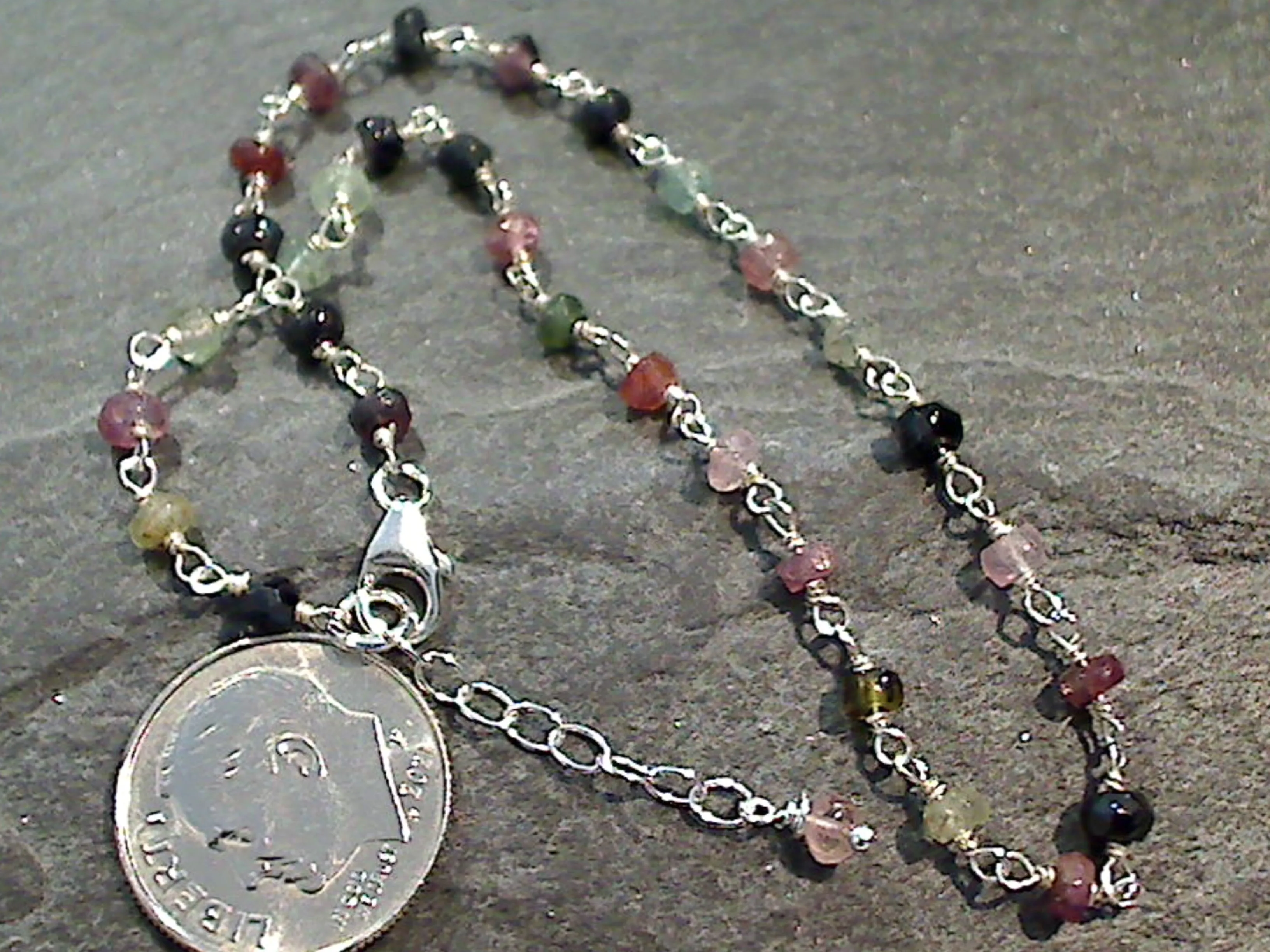 10 - 11" Tourmaline, Sterling Silver Anklet