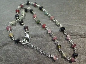 10 - 11" Tourmaline, Sterling Silver Anklet