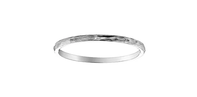 10K White Gold Narrow Hammered Band