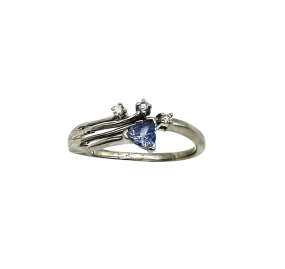 10k White Gold Ring with Trillion-Cut Tanzanite and Diamond Accents