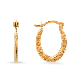 10k Yellow Gold Petite U Shaped Heart Huggy Hoop Earrings