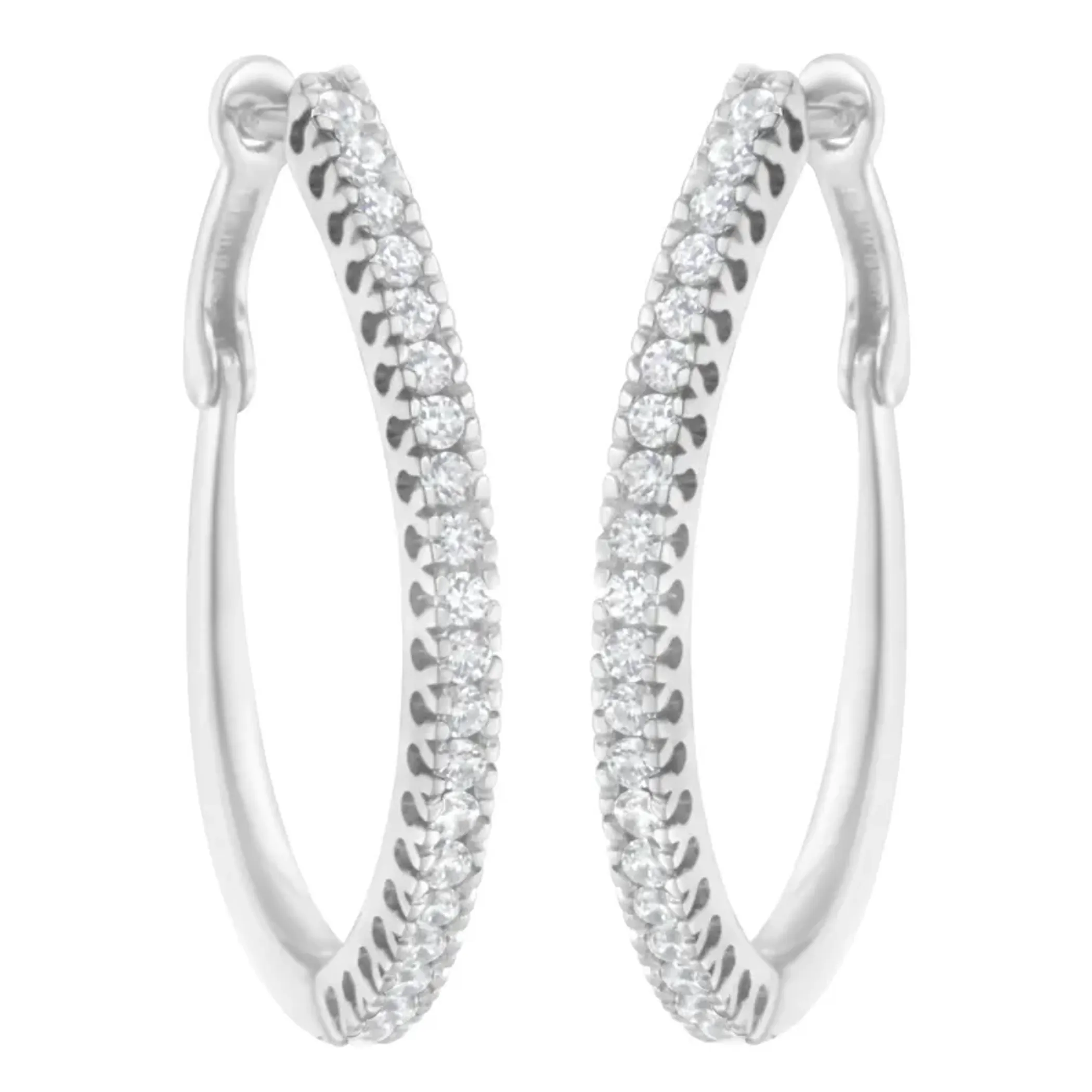 10KT White Gold 1/2 cttw Diamond Hoop Earrings (I-J, I2-I3)