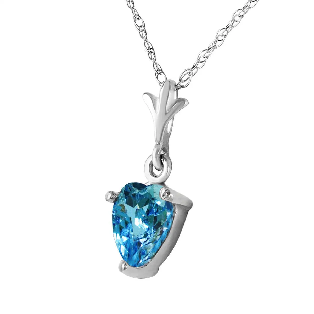 1.15 Carat 14K Solid White Gold Lafayette Blue Topaz Necklace