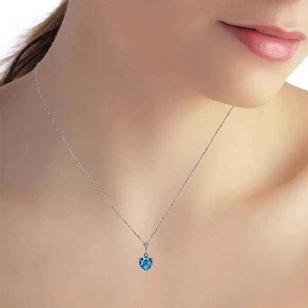 1.15 Carat 14K Solid White Gold Lafayette Blue Topaz Necklace