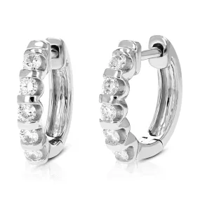 1/2 cttw Round Lab Grown Diamond Hoop Earrings .925 Sterling Silver Channel Set 2/3 Inch