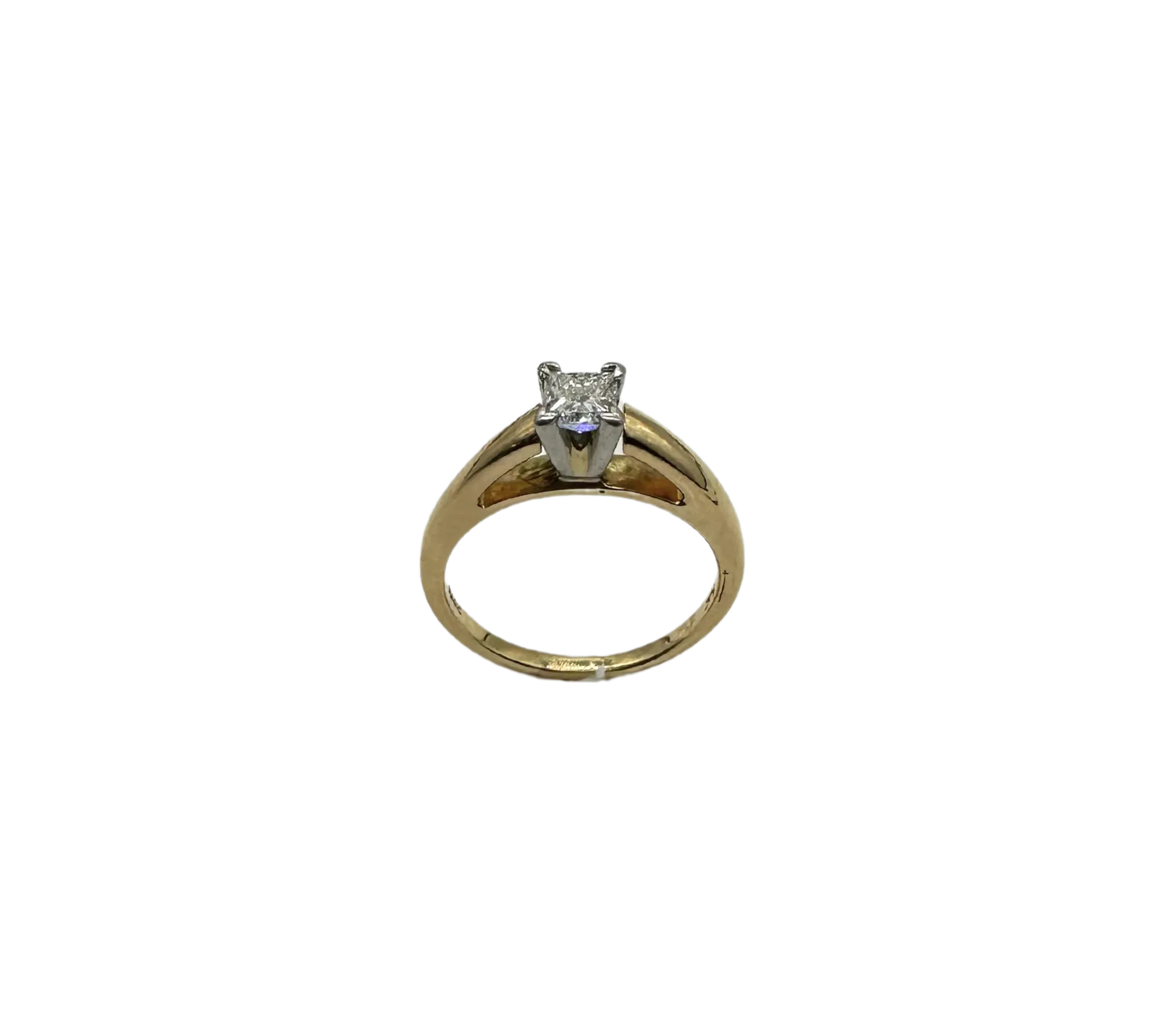 1/3 CT Princess Cut Diamond Solitaire Ring in 14k Yellow Gold