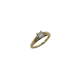 1/3 CT Princess Cut Diamond Solitaire Ring in 14k Yellow Gold