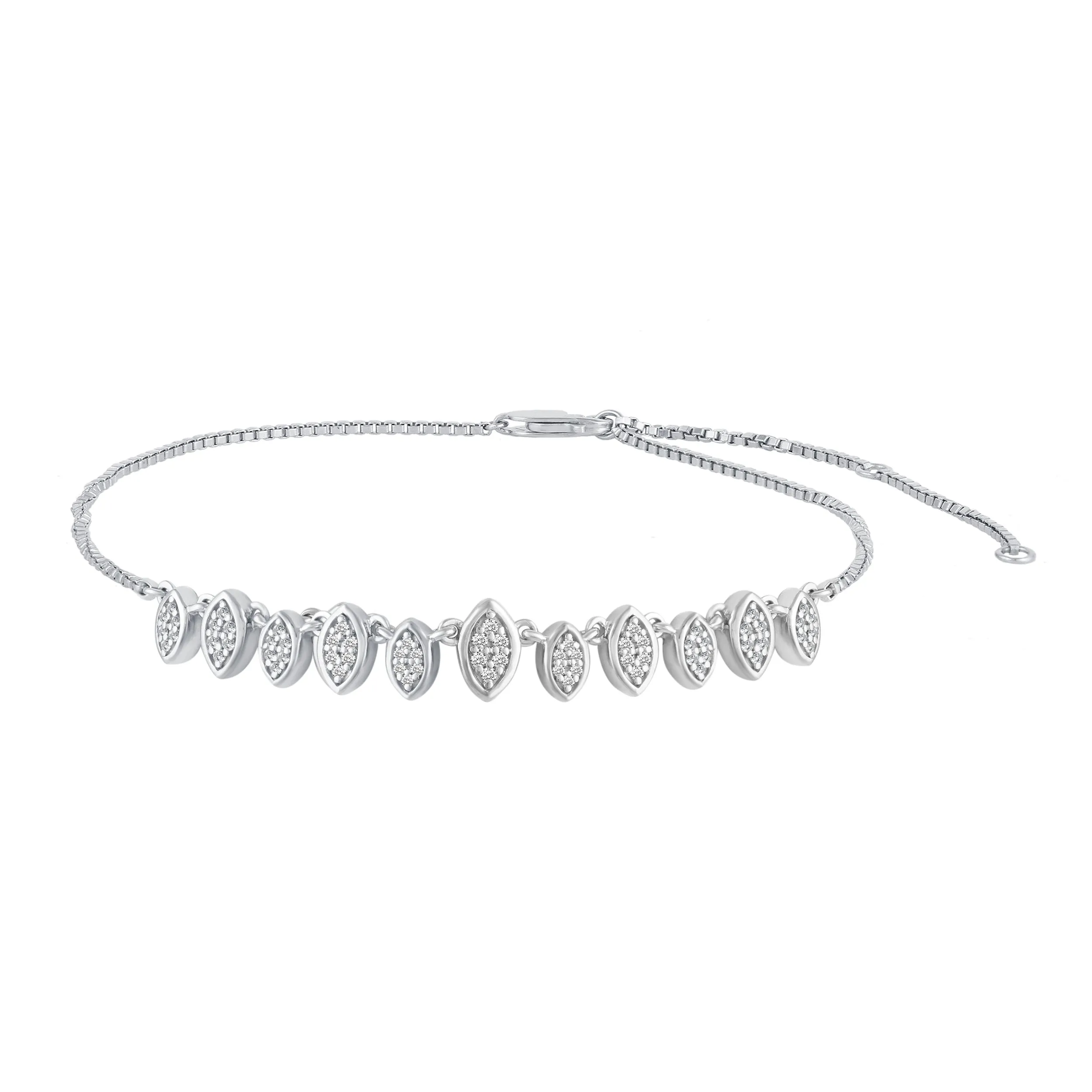 1/4 Cttw Marquise Anklet in 925 Sterling Silver