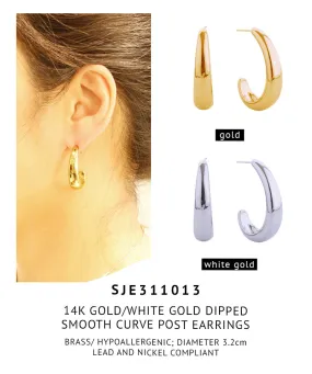 14K Gold Dipped Smooth Curve Post Earrings