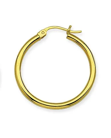 14K Hoop Earrings 2x25mm