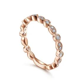 14K Rose Gold Marquise and Round Station Diamond Ring - LR5701K45JJ