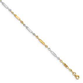 14k Two Tone Gold Polished Twisted Link Anklet