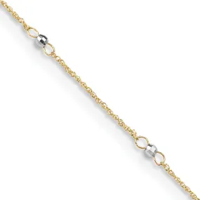 14k Two-tone Gold Ropa Mirror Bead Anklet