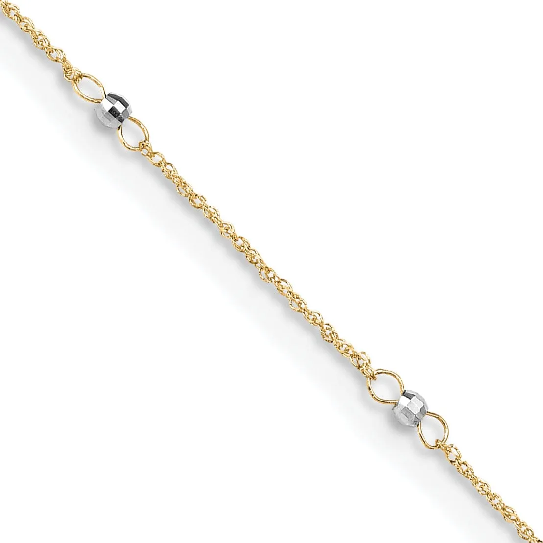 14k Two-tone Gold Ropa Mirror Bead Anklet