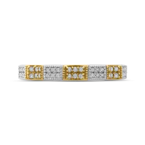 14K Two Tone Gold Round Diamond Half Eternity Wedding Band