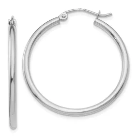 14k White Gold 2MM Round Hoop Earrings