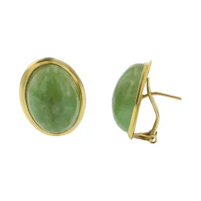 14K Yellow Gold Bezel-Set Jadeite Earrings