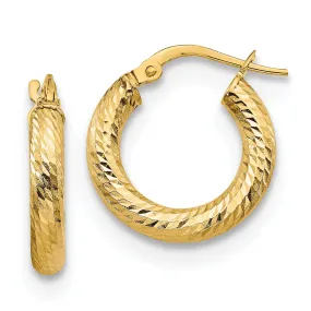 14k Yellow Gold D.C Round Hoop Earrings