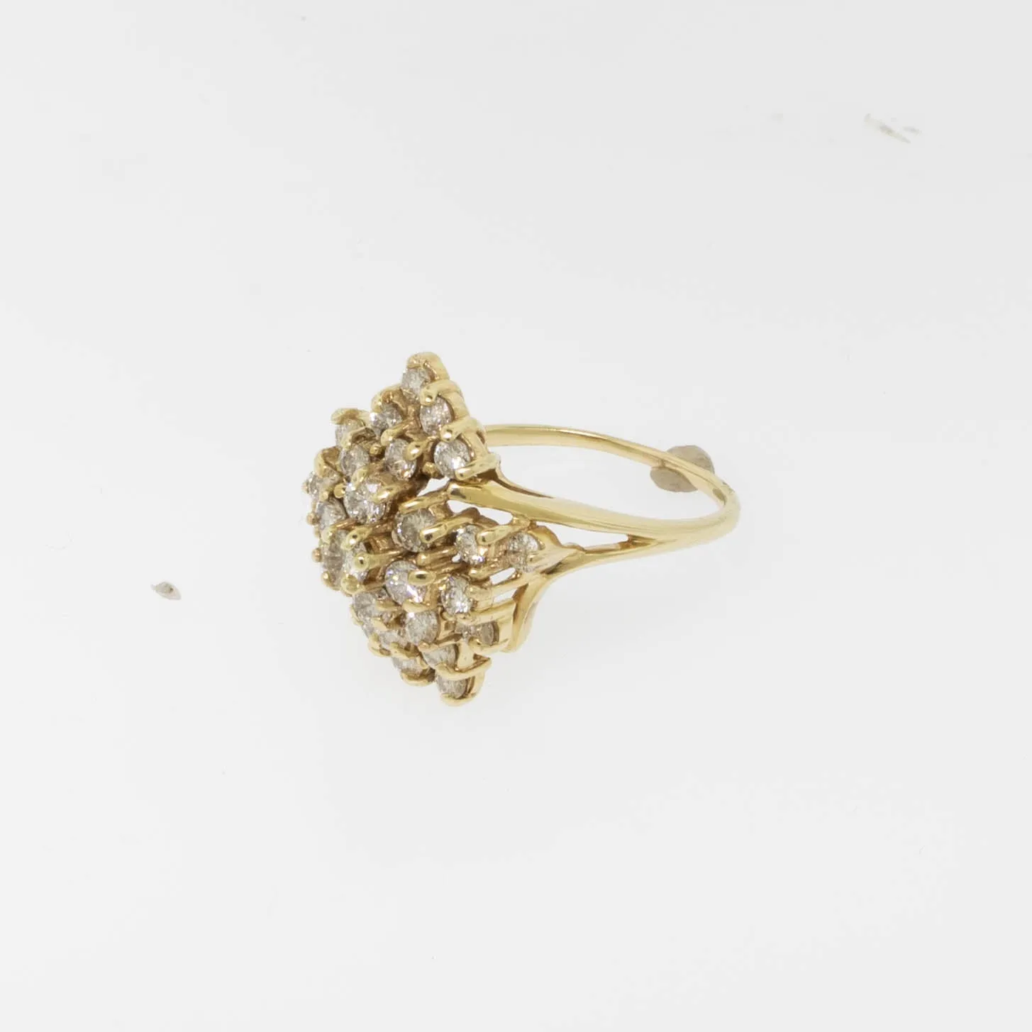 14K Yellow Gold Diamond Cluster Ring 1 CT TW (Size 7-3/8) (Estate Jewelry)