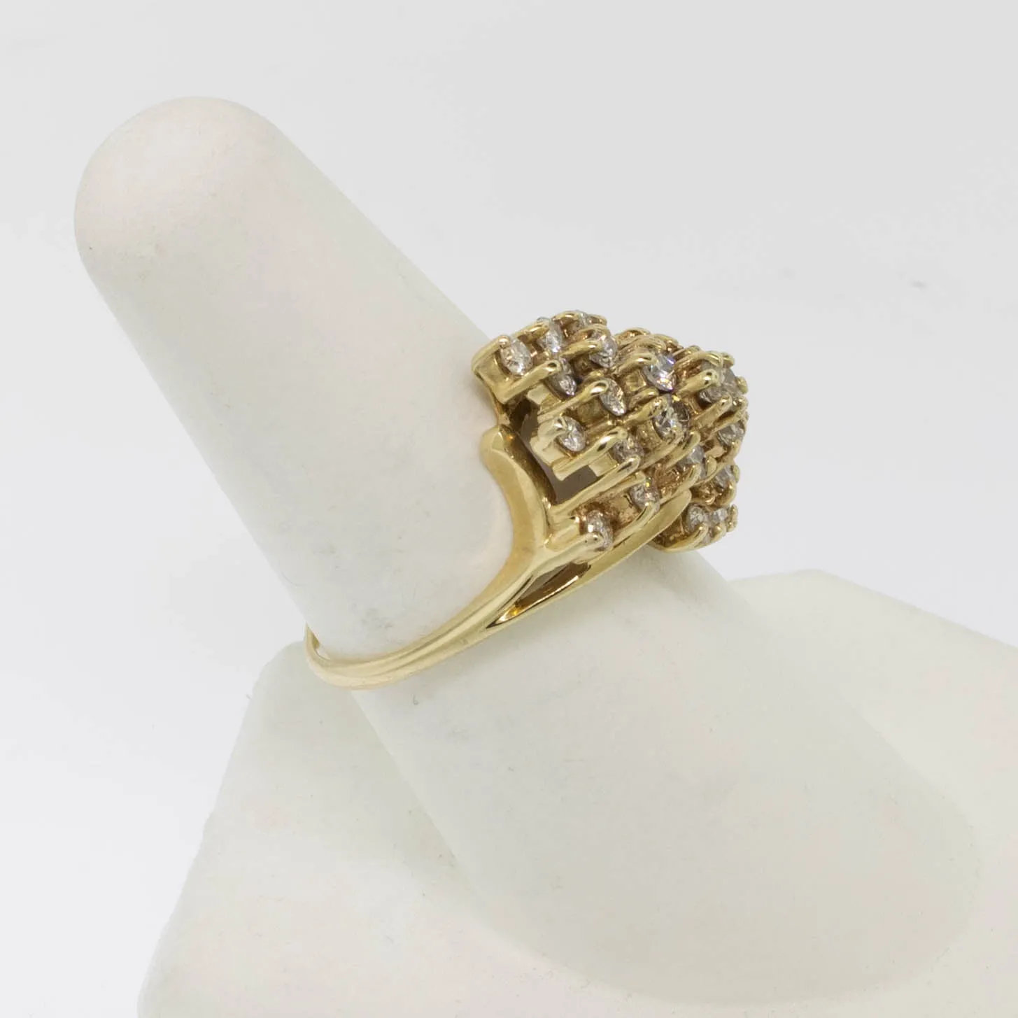 14K Yellow Gold Diamond Cluster Ring 1 CT TW (Size 7-3/8) (Estate Jewelry)