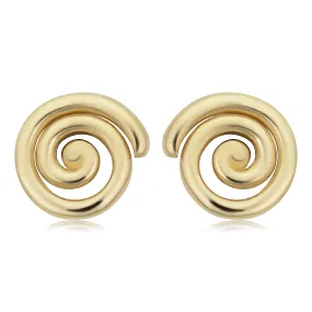 14k Yellow Gold Swirl Stud Earrings