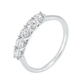 14KW 5 Stone Shared Prong Diamond Band 1/4CT