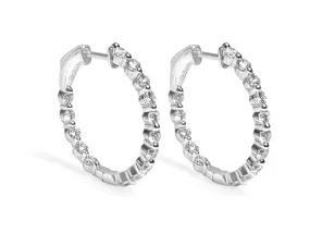 1.56ct tw Diamond Single Prong Hoop Earrings