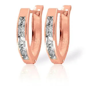 1.58 Carat 14K Solid Rose Gold Princess Cubic Zirconia Medium Hoops