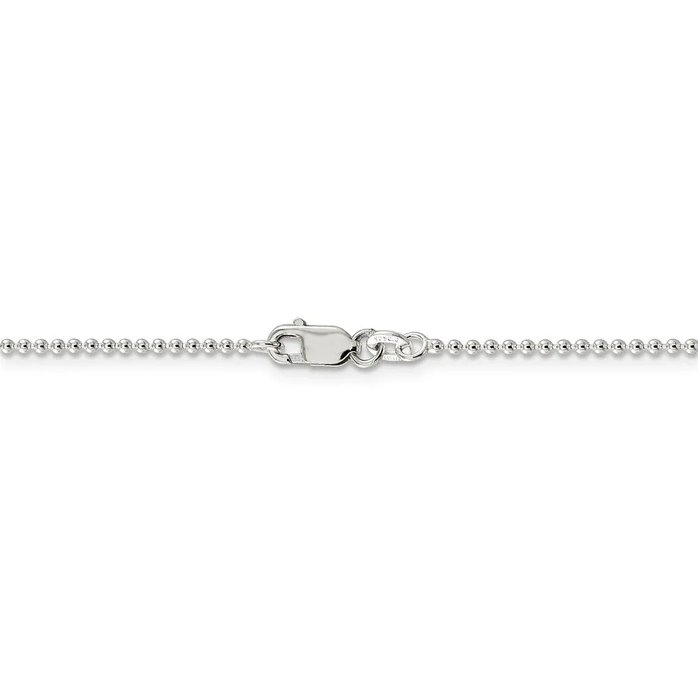 1.5mm Sterling Silver, Solid Beaded Chain Anklet