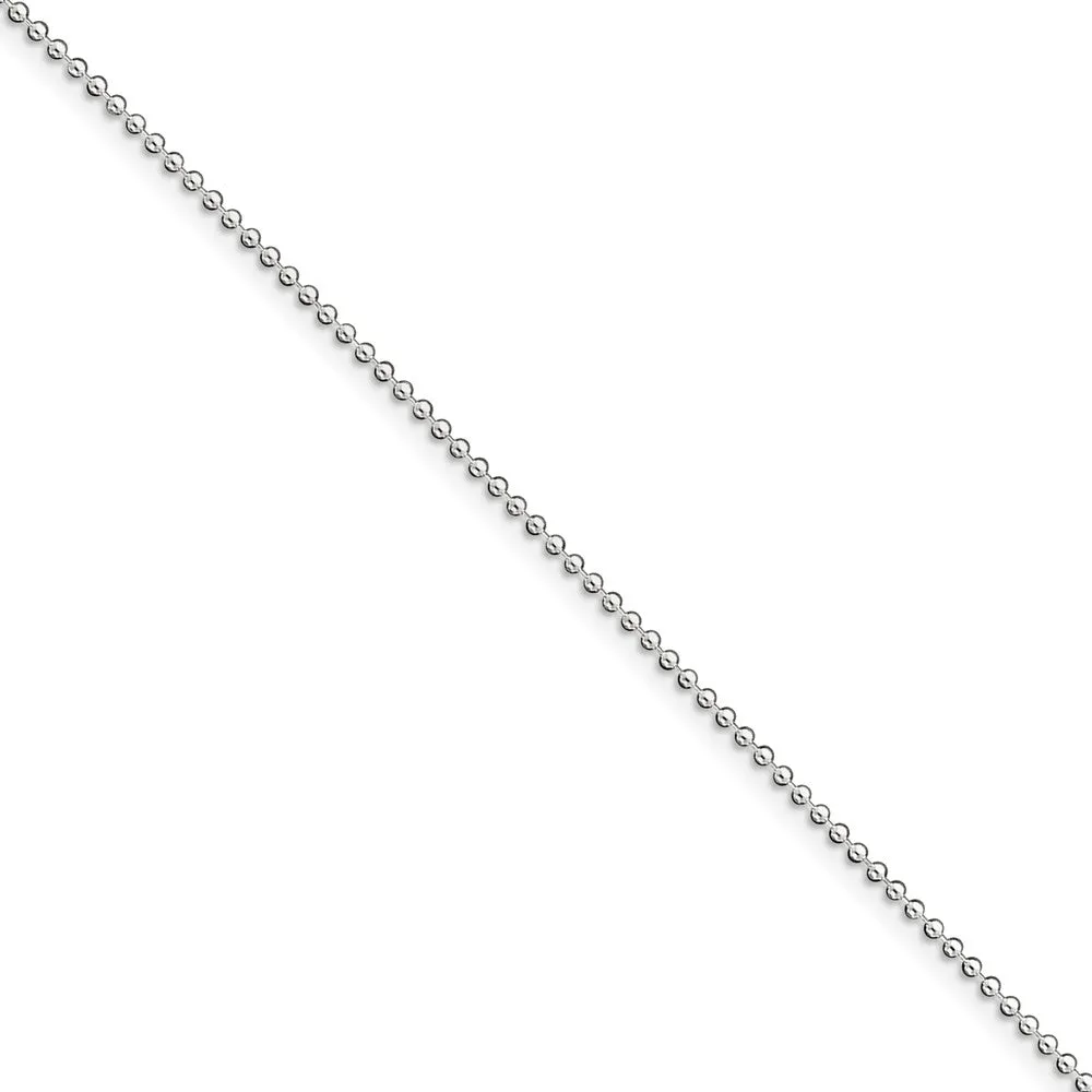 1.5mm Sterling Silver, Solid Beaded Chain Anklet