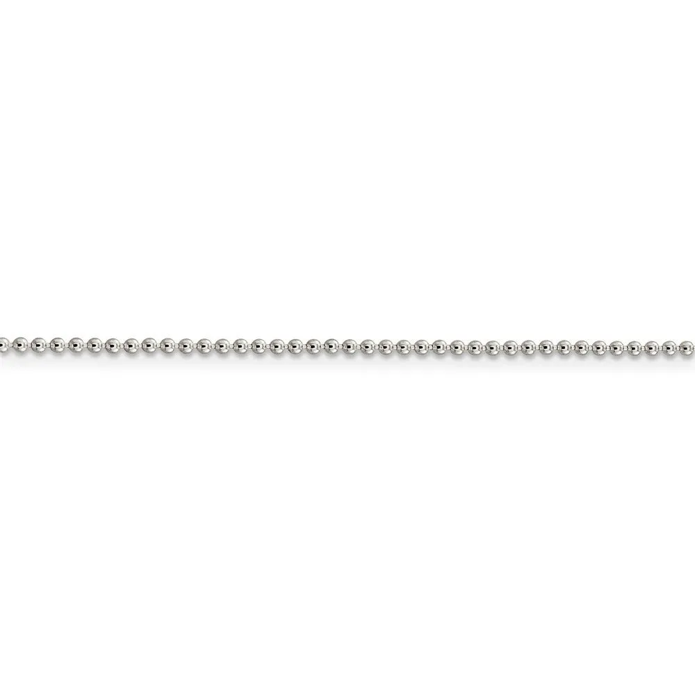 1.5mm Sterling Silver, Solid Beaded Chain Anklet