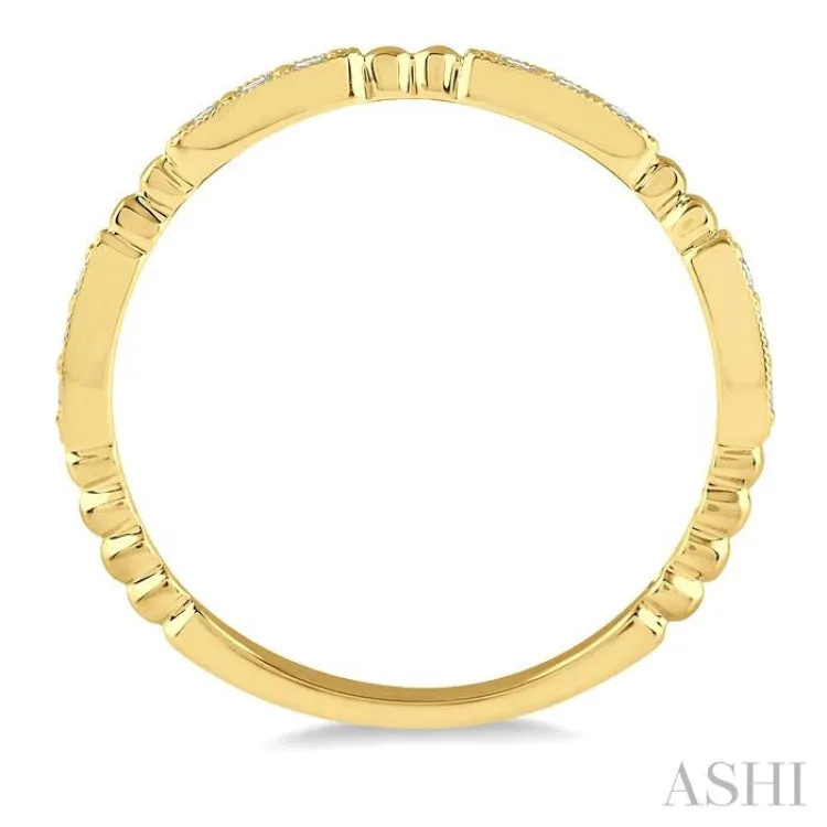 1/6 ctw Marquise Mount Round Cut Diamond Stackable Band in 14K Yellow Gold