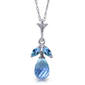 1.7 Carat 14K Solid White Gold Will Return Blue Topaz Necklace