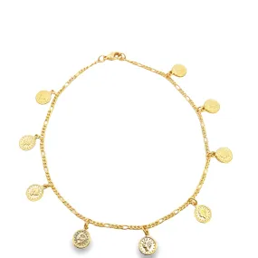 18K Gold Filled Coin Charm Anklet (E8)