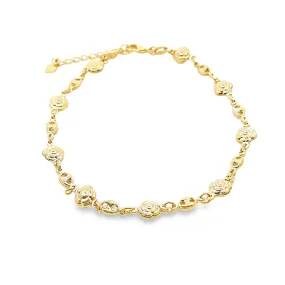 18K Gold Filled Flower Link Charm Anklet (E229)