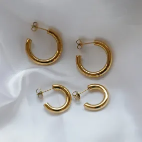 18K Gold-Filled Thick Open Hoops