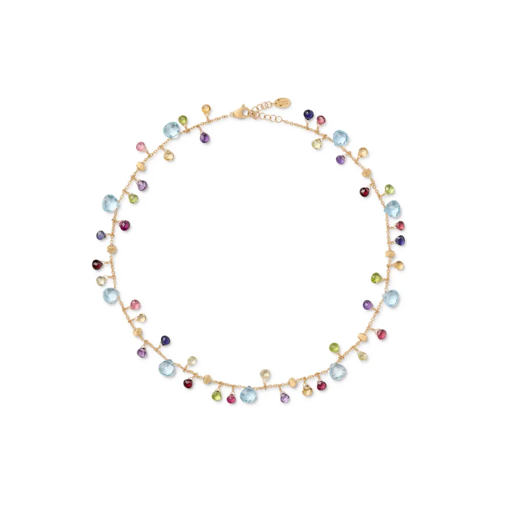 18K Gold Paradise Single-Strand Gemstone Necklace, Topaz Accents