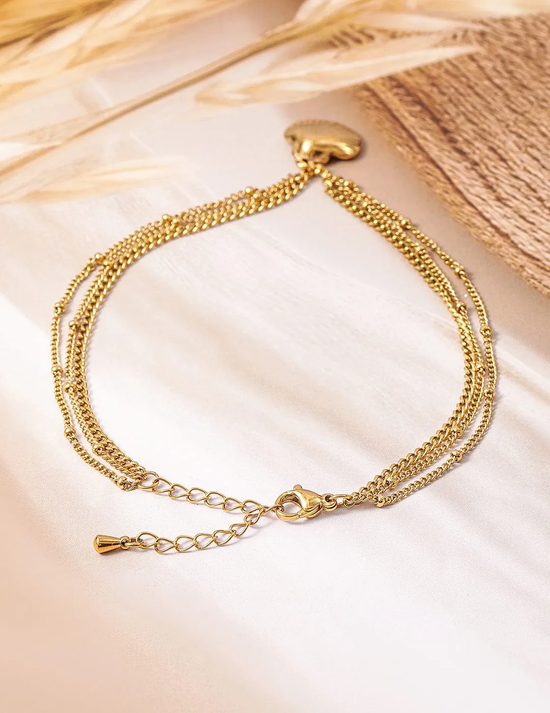 18K Gold Plated Stainless Steel Tarnish-Free Waterproof Shell Charm Anklet