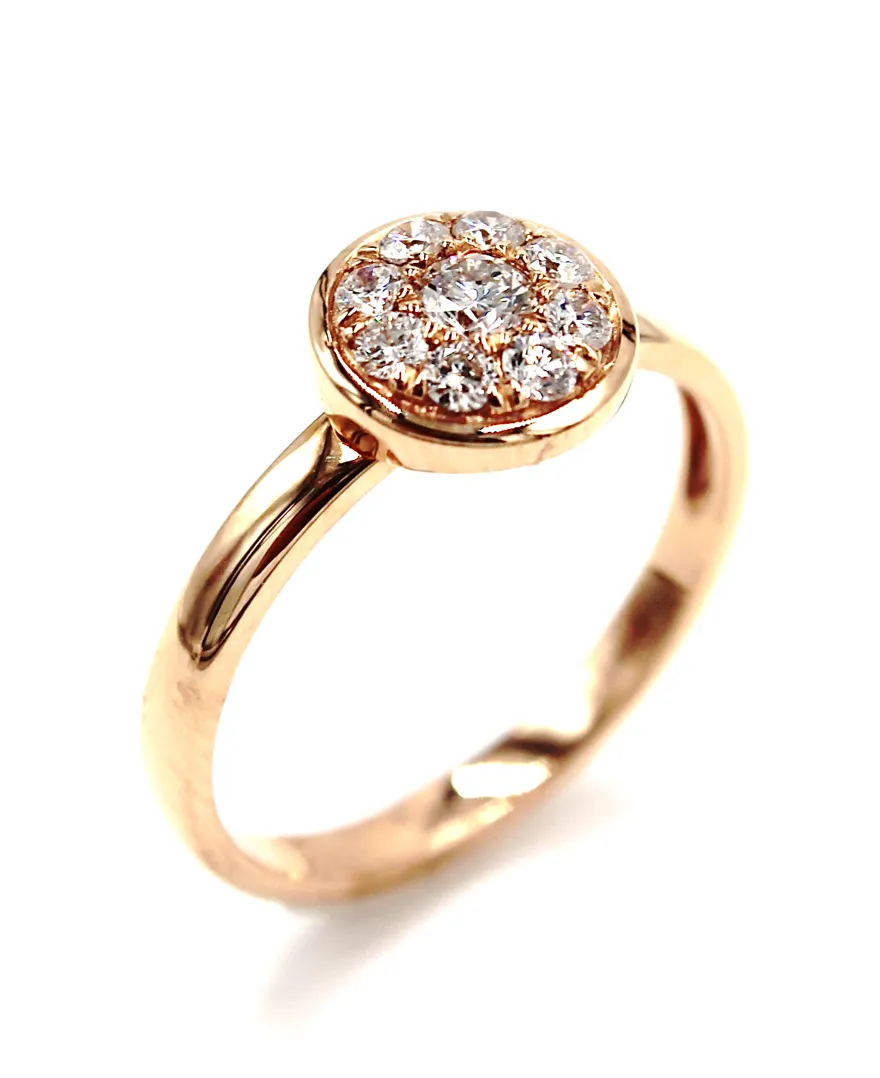 18K Rose Gold Ring with Diamonds 0.32 Carats (Size 6)