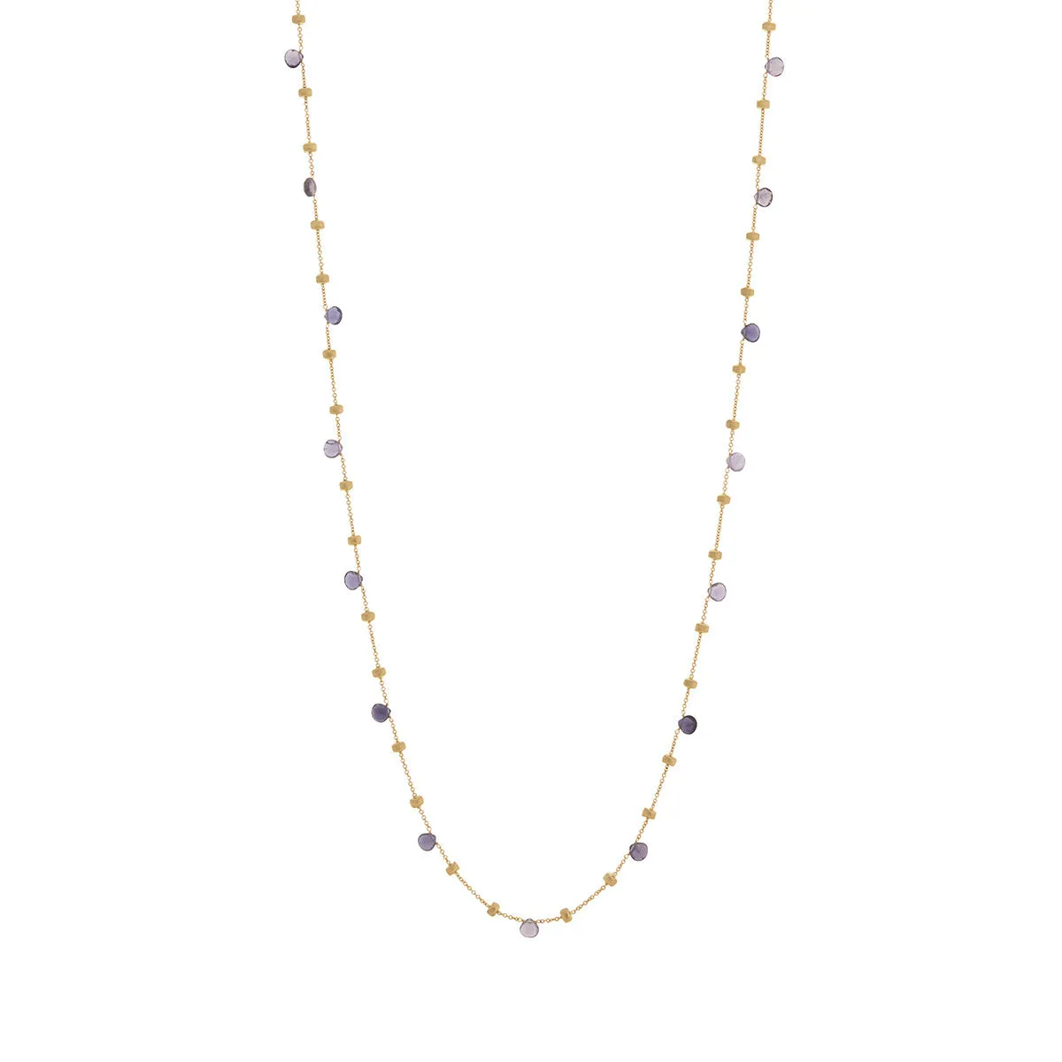 18K Yellow Gold Iolite and Blue Topaz Long Necklace