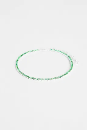 2.5mm Iced Green CZ Micro Tennis Anklet