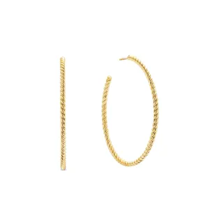 2mm Cable Hoop Earrings 1.5 IN