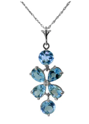 3.15 Carat 14K Solid Yellow Gold Passione Blue Topaz Necklace