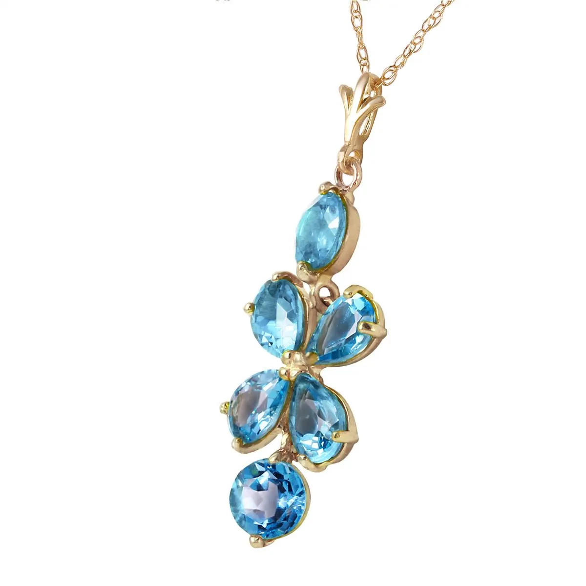 3.15 Carat 14K Solid Yellow Gold Passione Blue Topaz Necklace