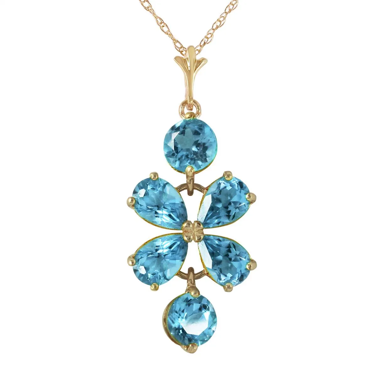 3.15 Carat 14K Solid Yellow Gold Passione Blue Topaz Necklace